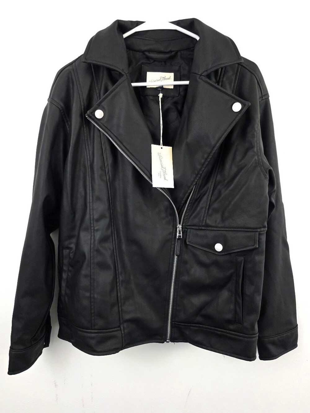 NWT Universal Threads Black Faux Leather Jacket Small Zip Moto Jacket Spring